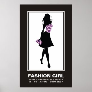 Fashion girl lilac purple leopard print poster print
