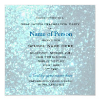 Fashion glittering aqua blue graduation custom announcement
