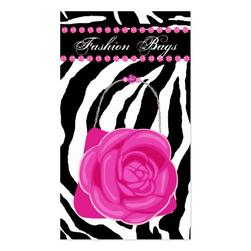 Fashion Handbag Rose Purse Pink Diamonds Zebra Business Card