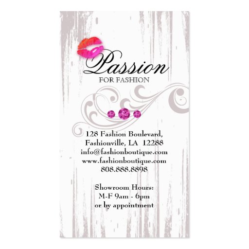 Fashion Handbag Rose Purse Pink Grunge Business Card Template (back side)