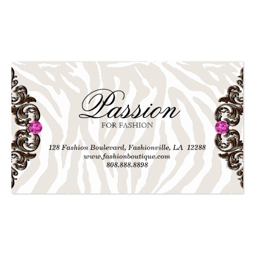 Fashion Handbag Rose Purse Pink Zebra Frame Business Card Templates (back side)