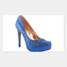 Fashion High Heel Shoe Blue add Text Rectangle Sticker