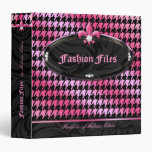 Fashion Houndstooth Fleur de lis Jewelry Pink Spr Vinyl Binder