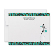 Fashion Icon Custom Flat Note Cards (aqua) Personalized Invite