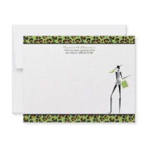 Fashion Icon Custom Flat Note Cards (lime) Invite