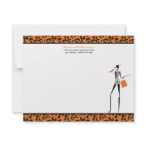 Fashion Icon Custom Flat Note Cards (orange) Personalized Announcement
