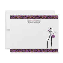 Fashion Icon Custom Flat Note Cards (purple) Personalized Invitations