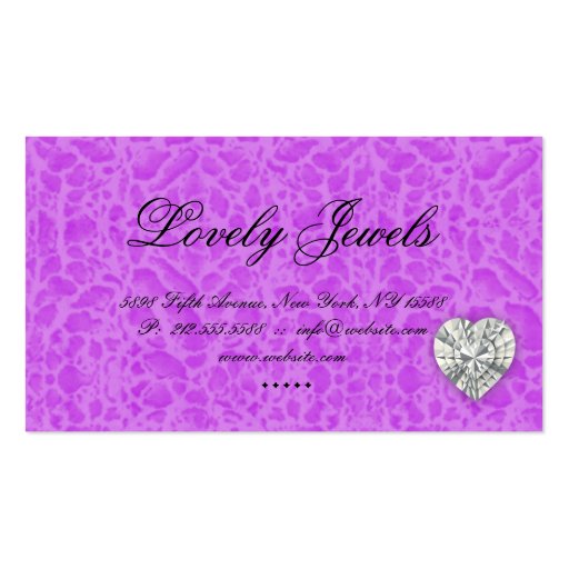 Fashion Jewel heart leopard Zebra Lace purple Business Cards (back side)