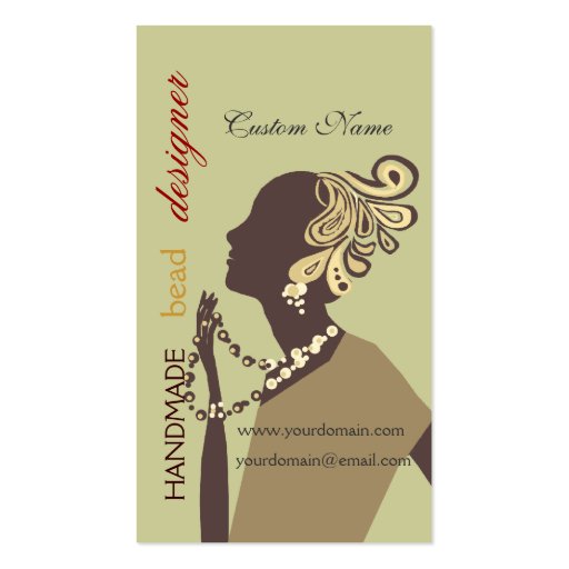 Fashion Jewel  Model with Modern Beaded Art Business Card (front side)