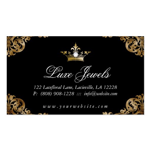 Fashion Jewelry Business Card Elegant Crown (back side)
