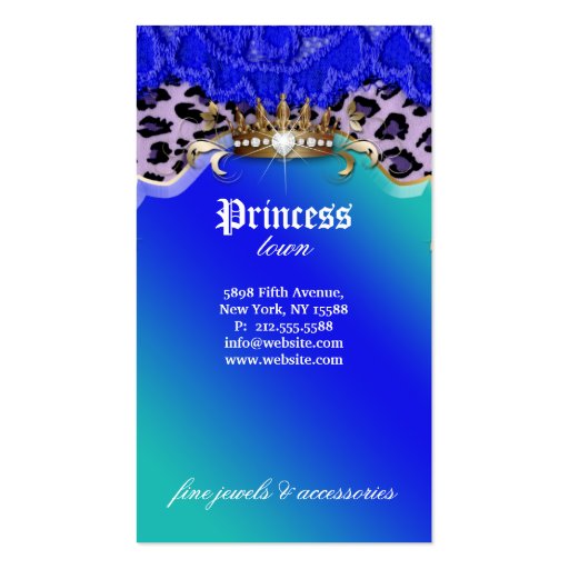 Fashion Jewelry Business Card Leopard Lace Blue (back side)