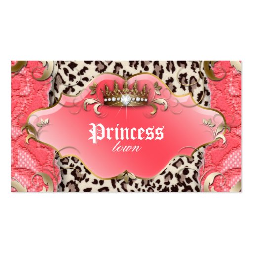 Fashion Jewelry Business Card Leopard Lace Coral (front side)