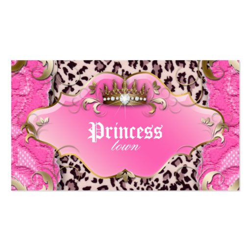 Fashion Jewelry Business Card Leopard Lace Pink (front side)