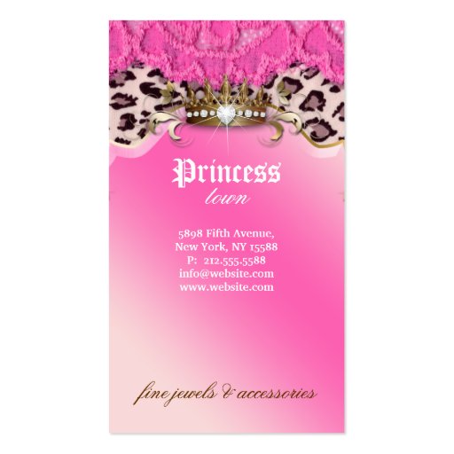 Fashion Jewelry Business Card Leopard Lace Pink (back side)