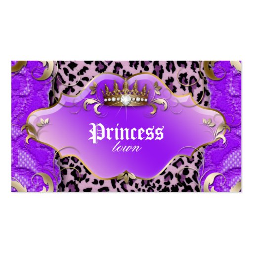 Fashion Jewelry Business Card Leopard Lace Purple (front side)