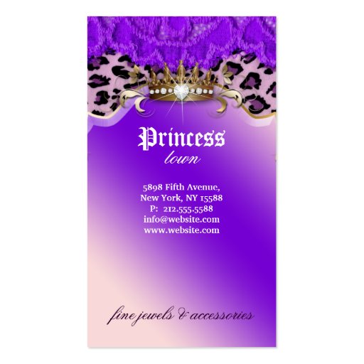 Fashion Jewelry Business Card Leopard Lace Purple (back side)