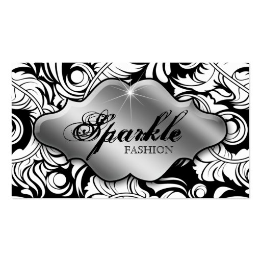 Fashion Jewelry Business Cards Leaf Swirl Silver (front side)