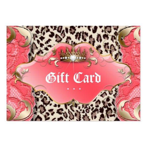 Fashion Jewelry Gift Certificate Leopard Lace Cora Business Card Template (front side)