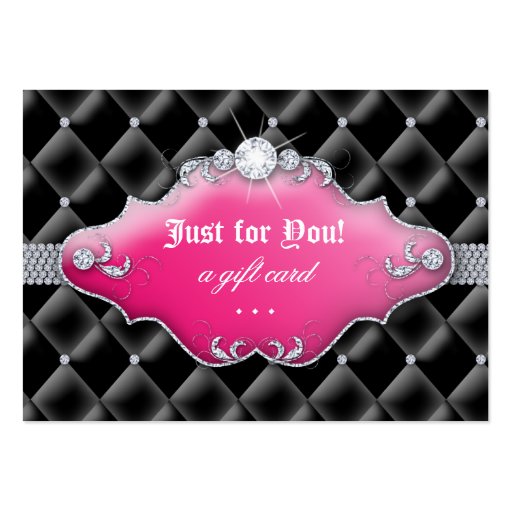 Fashion Jewelry Gift Certificate Tufted Satin Pink Business Card Templates (front side)