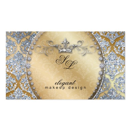 Fashion Jewelry Makeup Artist Damask Crown Cool Business Cards (front side)