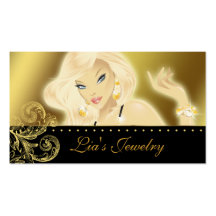 Fashion Jewelry Pretty Blonde Woman Gold Business Cards