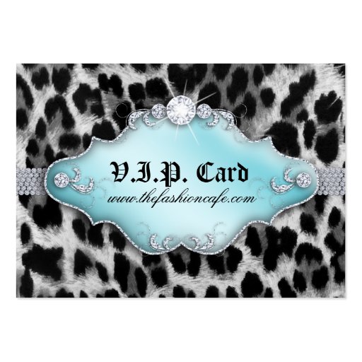 Fashion Jewelry VIP Club Card Leopard Black Blue Business Cards (front side)