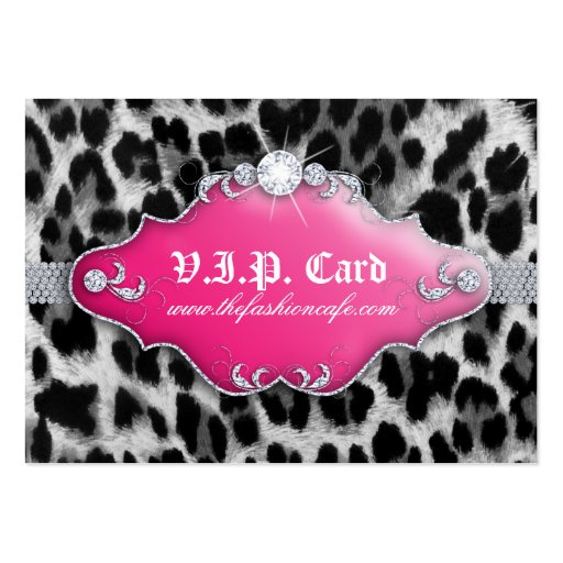 Fashion Jewelry VIP Club Card Leopard Black Pink Business Card Template (front side)