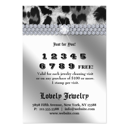 Fashion Jewelry VIP Club Card Leopard Black White Business Cards (back side)
