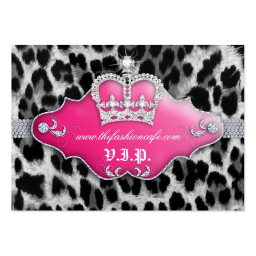 Fashion Jewelry VIP Club Card Leopard Crown Pink Business Card Templates