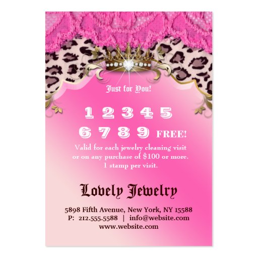 Fashion Jewelry VIP Club Card Leopard Lace Pink Business Card (back side)