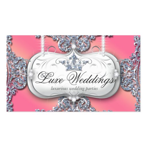 Fashion Jewelry Wedding Elegant Crown Glitter Business Card Template