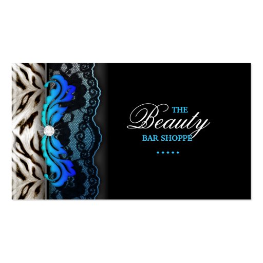 Fashion Jewelry Zebra Lace Blue Business Card (front side)