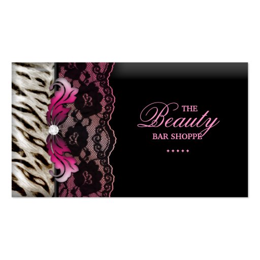 Fashion Jewelry Zebra Lace Pink Business Card (front side)