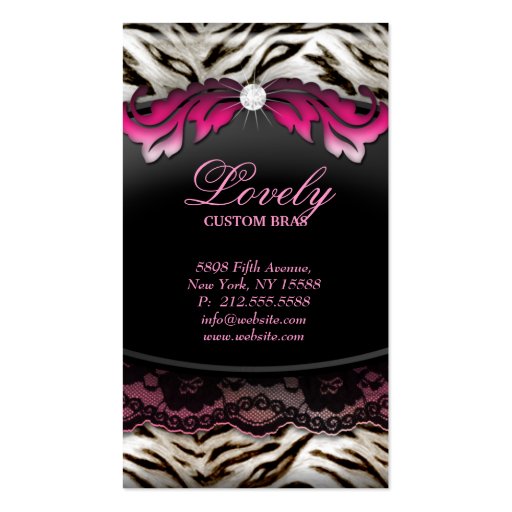 Fashion Jewelry Zebra Lace Pink Business Card (back side)