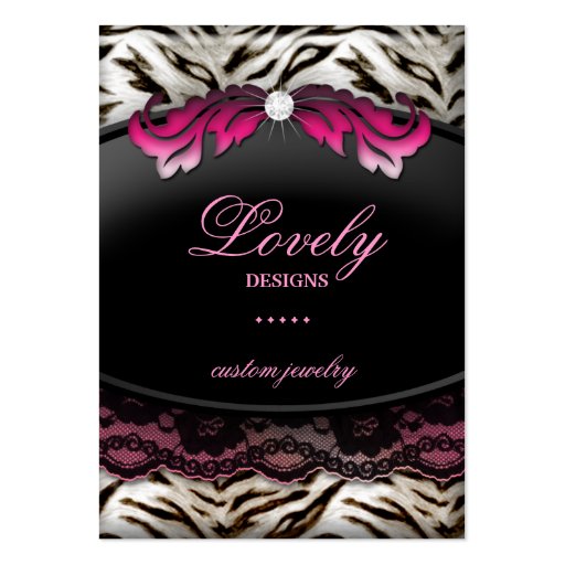 Fashion Jewelry Zebra Lace Pink Jumbo Business Card (front side)