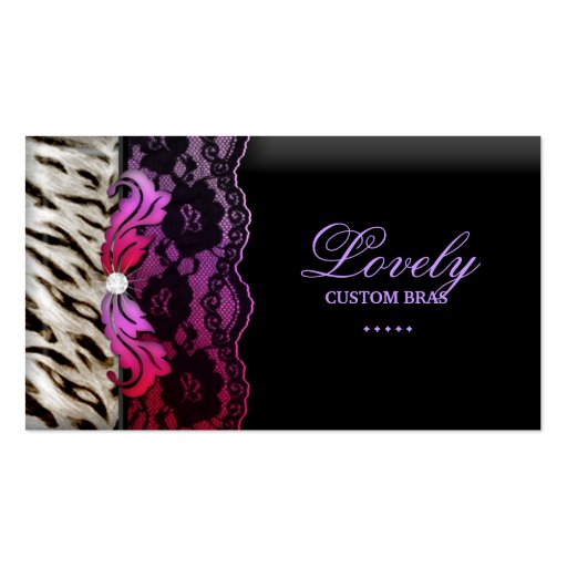 Fashion Jewelry Zebra Lace Pink Red Business Card (front side)