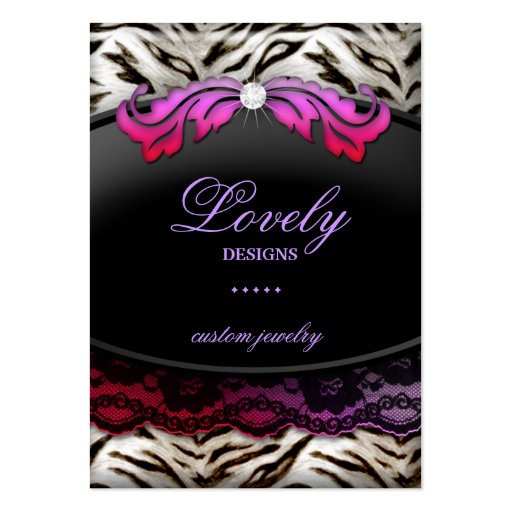 Fashion Jewelry Zebra Lace Pink Red Jumbo Business Card