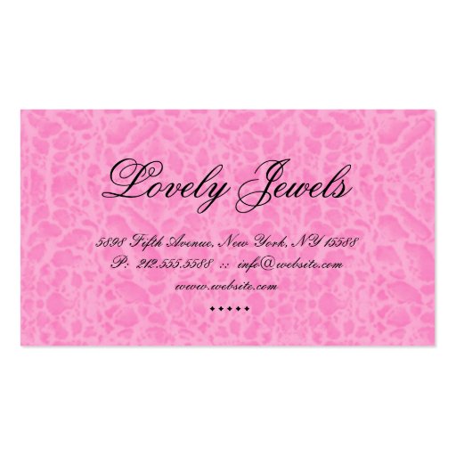 Fashion Jewels n Crown leopard Zebra Lace Pink Business Card (back side)