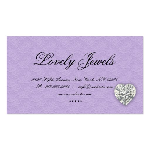 Fashion Jewels n Pearls Dots Lace Purple Business Cards (back side)