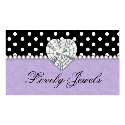 Fashion Jewels n Pearls Dots Lace Purple Business Cards (front side)