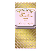 Fashion Lattice Leaves Jewelry Pink Gold Rack Card