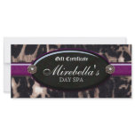 Fashion Leopard Jewelry Gift Certificate Purple Custom Rack Card