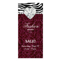 Fashion Leopard Jewels Pearl Heart Lace Burgundy Customized Rack Card