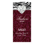 Fashion Leopard Jewels Pearl Heart Lace Burgundy Customized Rack Card