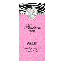 Fashion Leopard Jewels Pearl Heart Lace Pink Full Color Rack Card
