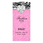 Fashion Leopard Jewels Pearl Heart Lace Pink Full Color Rack Card