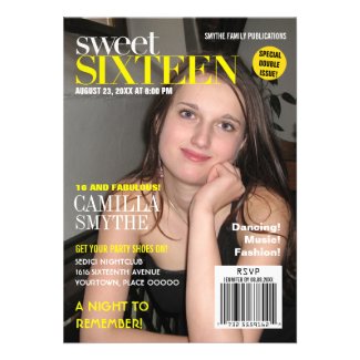 Fashion Magazine Right Cover Sweet Sixteen Party Personalized Announcements