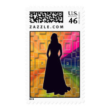 FASHION MODEL SILHOUETTE POSTAGE STAMPS
