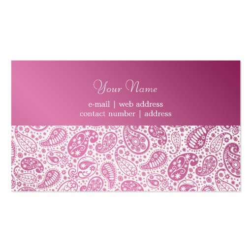 Fashion Paisley Pink Professional Business Card Templates (back side)