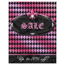 Fashion Party Houndstooth Fleur de lis Pink Spring Custom Flyer